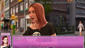 Petite redhead intensely eats ramen while curvy mature boobs bounce in gay anime dating game.
