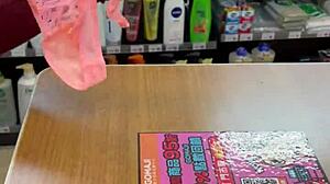 asian ladyboy teases in thong at convenience store