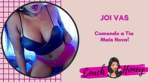 Amateur follows jerk off instructions while eating hot aunt in hidden bathroom