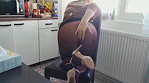 Hot Ass Pantyhose Teen Strips At Window, Plays With Dick