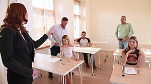 Classroom Orgy with Blonde Babes and Monster Cocks