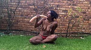 indian babe gags hard on dildo with vomiting mess 😱