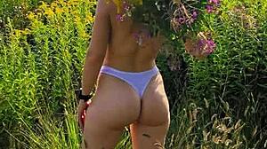 public erotica a girl with gorgeous small 18+ breasts walks in nature in short shorts and a t-shirt anna mole