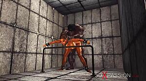 hot ebony with huge boobs in restraints is ready for intense anal sex