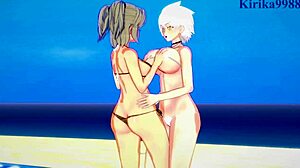 imu and miyabi get wild with lesbian play and futanari sex in senran kagura