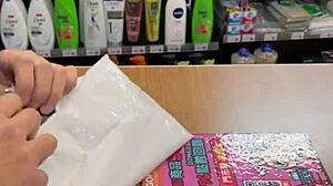 asian ladyboy teases in thong at convenience store