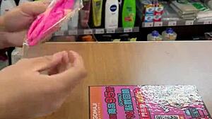 asian ladyboy teases in thong at convenience store