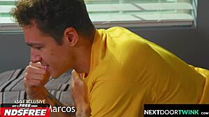 College twink roommate meets tatted muscle.