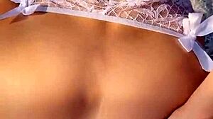 Blonde in Fishnets Gets Ass to Mouth and Creampied Outdoors