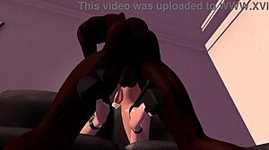 Second life black man fucks red head white woman on her couch