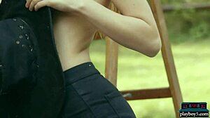 Tiny Teen 18+ Playboy Model Kate Great Strips Naked Outdoor While Chopping Wood