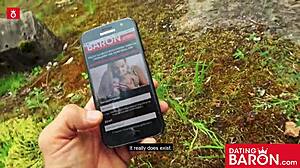 Gothic teen Doreen deepthroats dick in outdoor POV, cum on tits