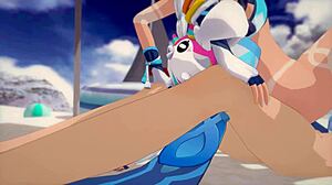 sunshine mualani from genshin impact in wild 3d cartoon