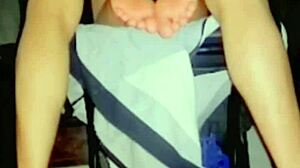 When alone at home, neighbor delivers cock leading to squirt orgasm.