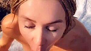 Blonde in Fishnets Gets Ass to Mouth and Creampied Outdoors