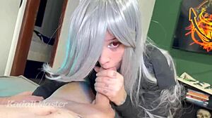 Kakashi-sensei discovers this teen's wet pussy in deepthroat cosplay hentai.