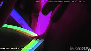 Raquel Gapes Pussy with Glowsticks