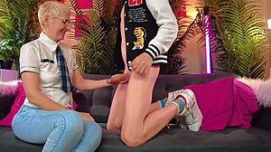 amateur girl dominates guy with handjob