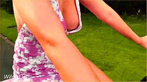 wife, riding bike in public with cleavage flashing?