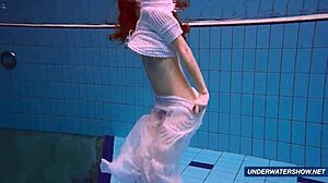 I’m stunned by Marketa’s amazing hairy underwater show at the pool.