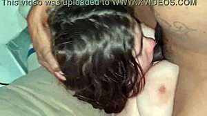 girlfriend deepthroats cock for first time at home