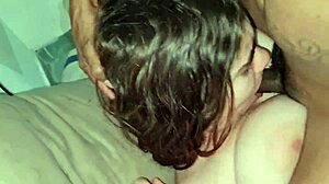 girlfriend deepthroats cock for first time at home