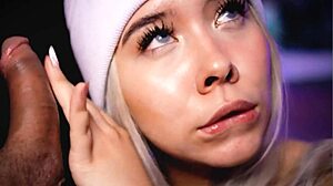 Look at this blonde with a beautiful face demonstrating her professional ability to suck cock deepthroat!