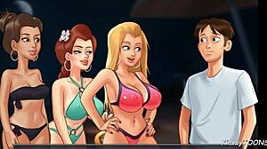 Summertime Saga Beach Bang with Reverse Gangbang Action! 🏖️