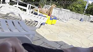 She caught me jerking off by the pool and helped me cum