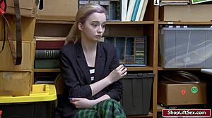 shoplifter gets her shaved pussy banged by group