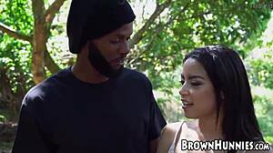 Exotic Maya Bijou overjoyed by outdoor BBC insertion!