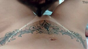 Watch my tanned husband clean my creampie pussy in humiliating homemade slave action.