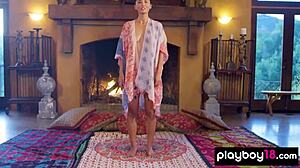 Erotic Naked Yoga Session with Big-Boobed Daniella Smith and Her Busty Girlfriend! They Expose Their Pussies and Boobs in Skinny Blonde and Brunette Poses.