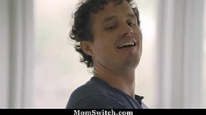 Curvy milfs swap needy stepsons in taboo group foursome, bent over with big asses.