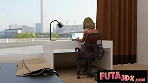 Redhead hot babe in futa3dx gets pounded hard by hot futa cock in deepthroat and face fucking