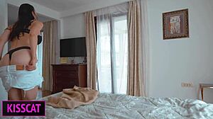 unexpected sex with step mom in shared bed, risky finish inside