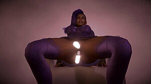 Feeling wild with Sombra double dildo in Overwatch parody music video