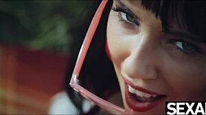 stunning lesbians with big tits lick pussy on retro road trip