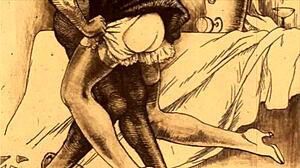 Vintage Erotic Drawings Showcase Retro Interracial Anime in Unique Style