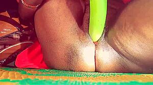 Asian Village Housewife Gets Fucked by Brinjal in Shaved POV