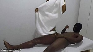 naughty housewife gives a steamy massage to big guy