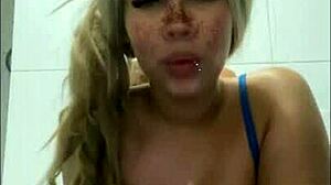 FUCKING in aunt's bathroom with HOT BLONDE STEPSISTER