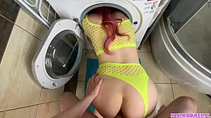 Stepmom Stuck in Machine, I Pound Her Hairy Pussy