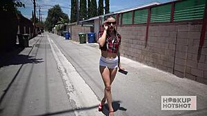 Blonde stunner Naomi Swann milks big dicks with sloppy skills.