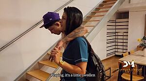 Physiotherapist Salome Gil performs self blowjob and receives cum from Danner Mendez