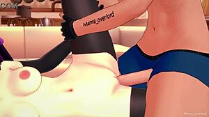 The sweet TV woman rides cowgirl in uncensored hentai 3D parody, shaved pussy on display in toilet scene