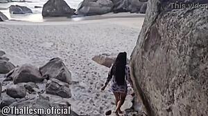 damn! found this hot tattooed brunette lost on nudist beach, had to ride my cock