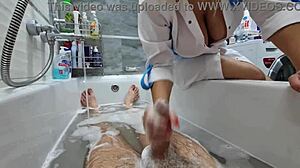 Stepmom helps wash naked stepson while ignoring his excitement