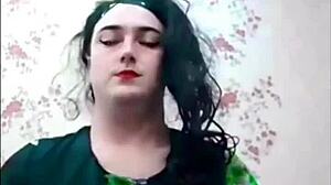 Descriptive Twerking Big White Ass Crossdresser Sissy in Amateur Gay Webcam Show