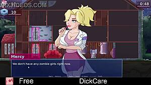 Dickcare parody game with erotic cartoon anime hentai cock sex
